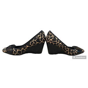 Bandolino Black/Tan Cheetah Print DB Breezly Wedge Heels Womens 7.5 ~